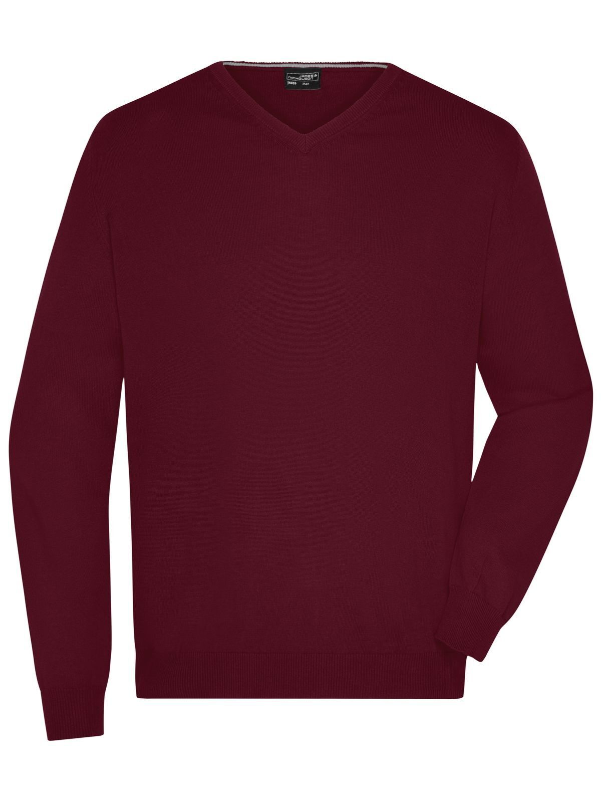 Men´s V-Neck Pullover - Bordeaux-Natural