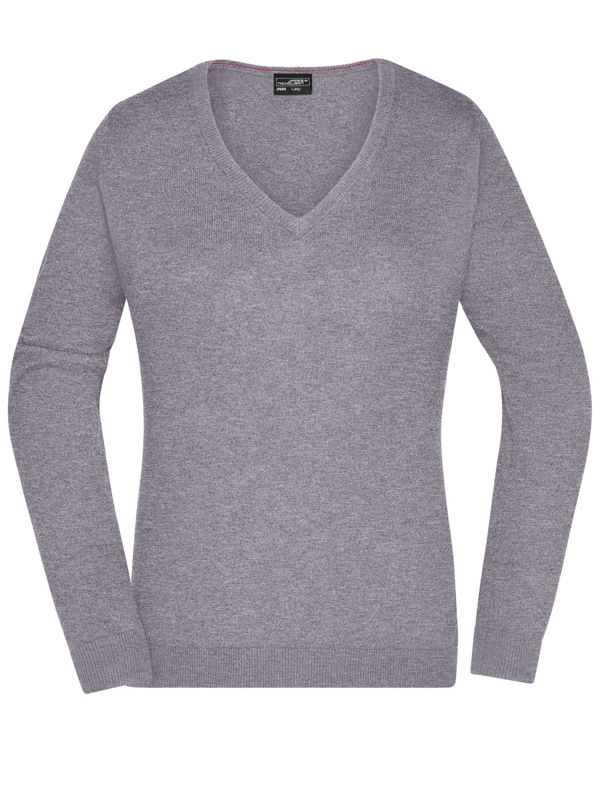 Ladies´ V-Neck Pullover - GREHE - Grey heather