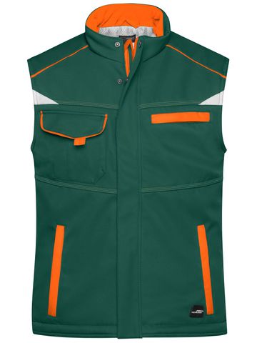 Gilet de travail rembourré softshell - Niveau 2 - DGROR - Vert Foncé-Orange