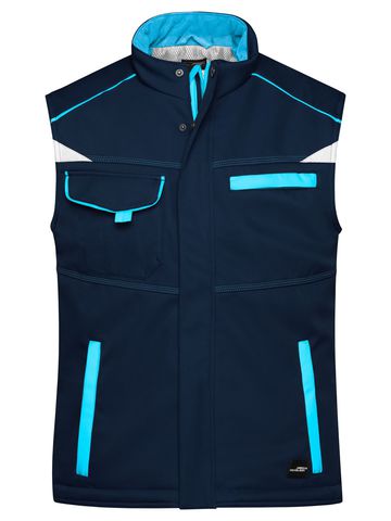 Gilet de travail rembourré softshell - Niveau 2 - NYTU - Bleu Marine-Turquoise