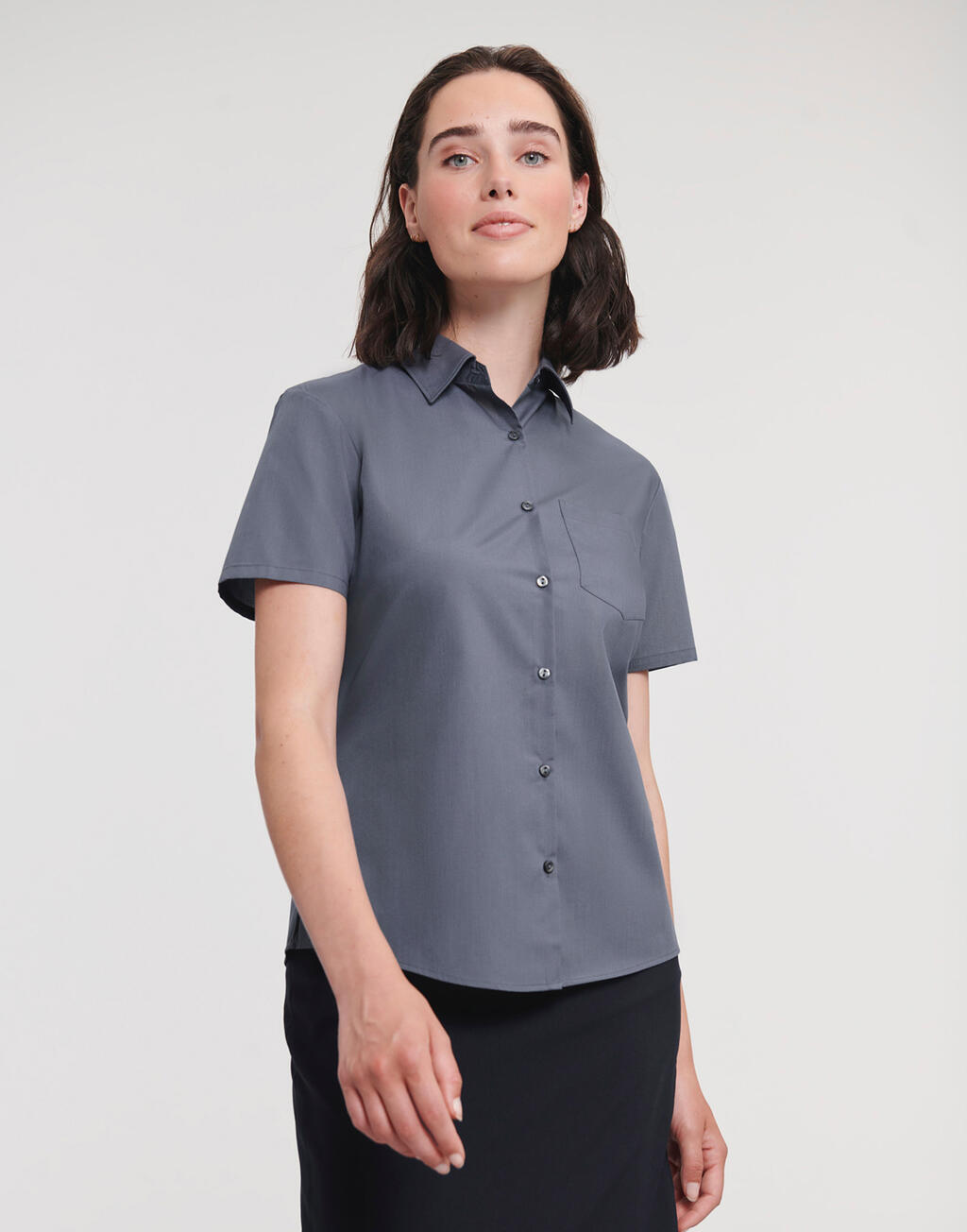 Chemise en popeline à manches courtes pour femme