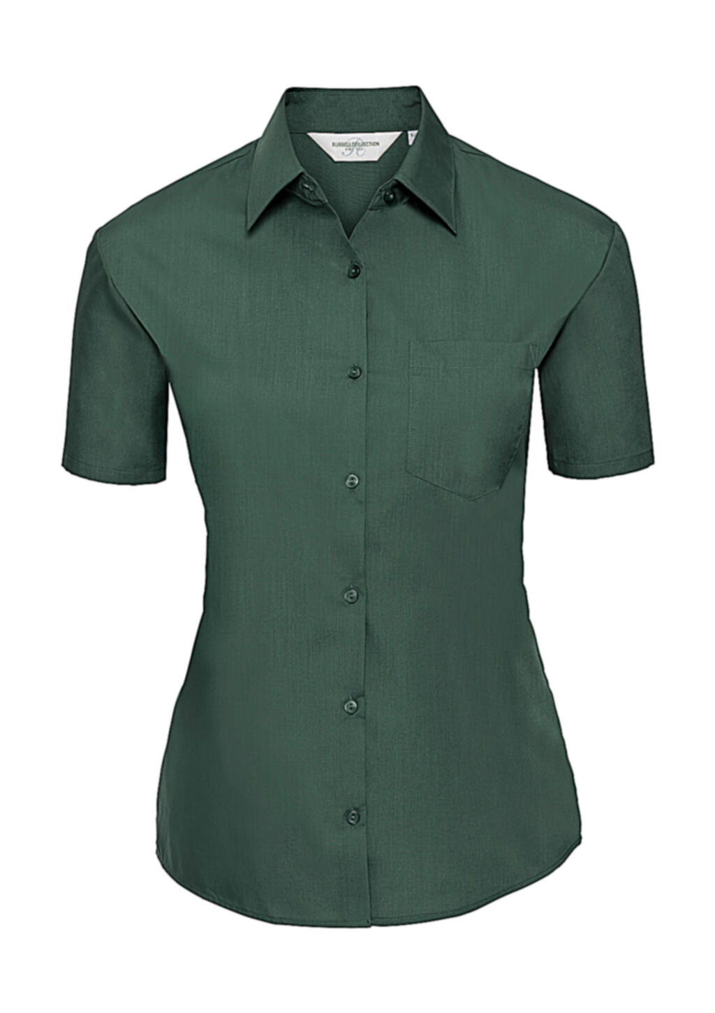 Ladies' Short Sleeve Classic Polycotton Poplin Shirt - 540 - Bottle Green