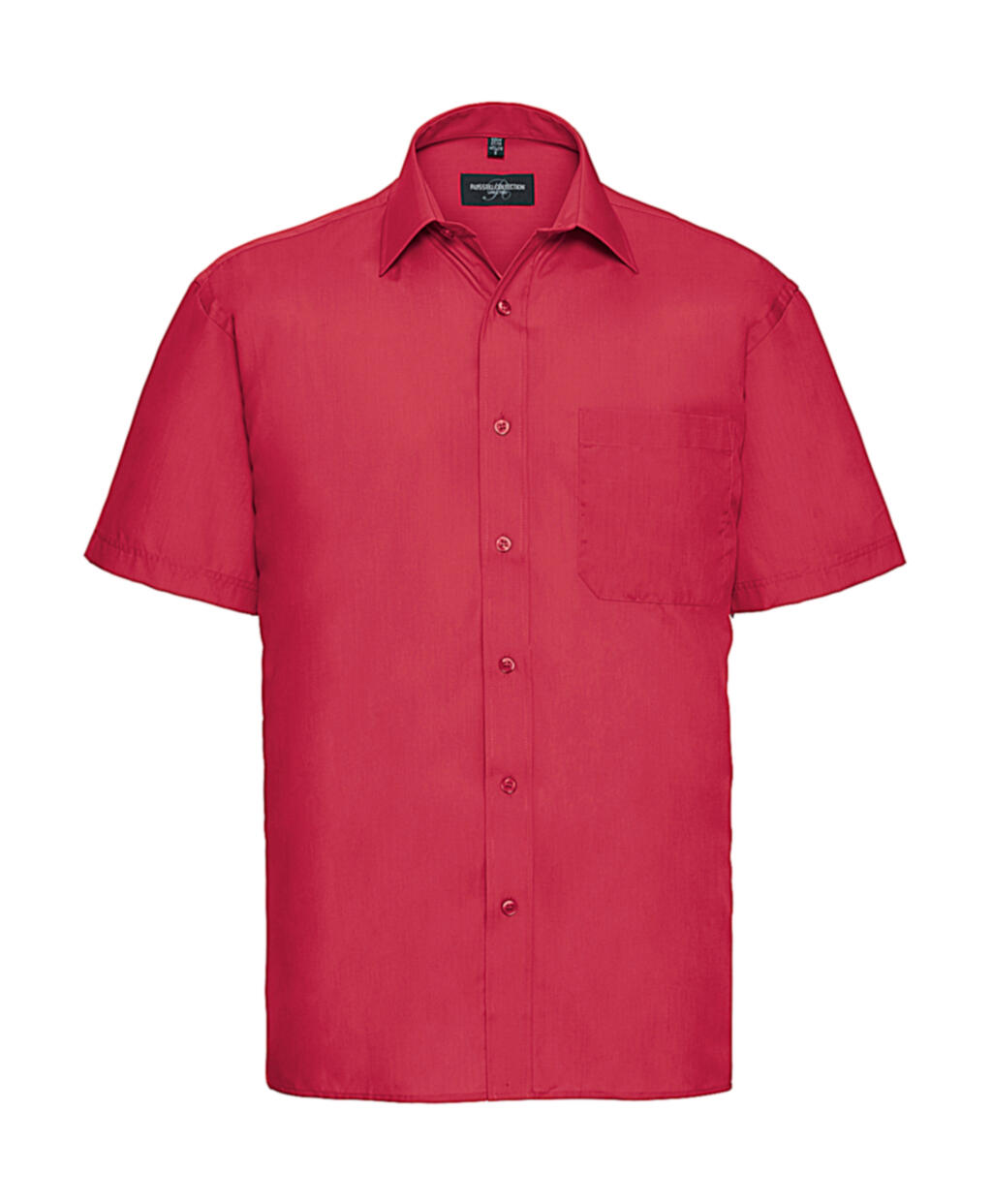 Men's Short Sleeve Classic Polycotton Poplin Shirt - 401 - Classic Red