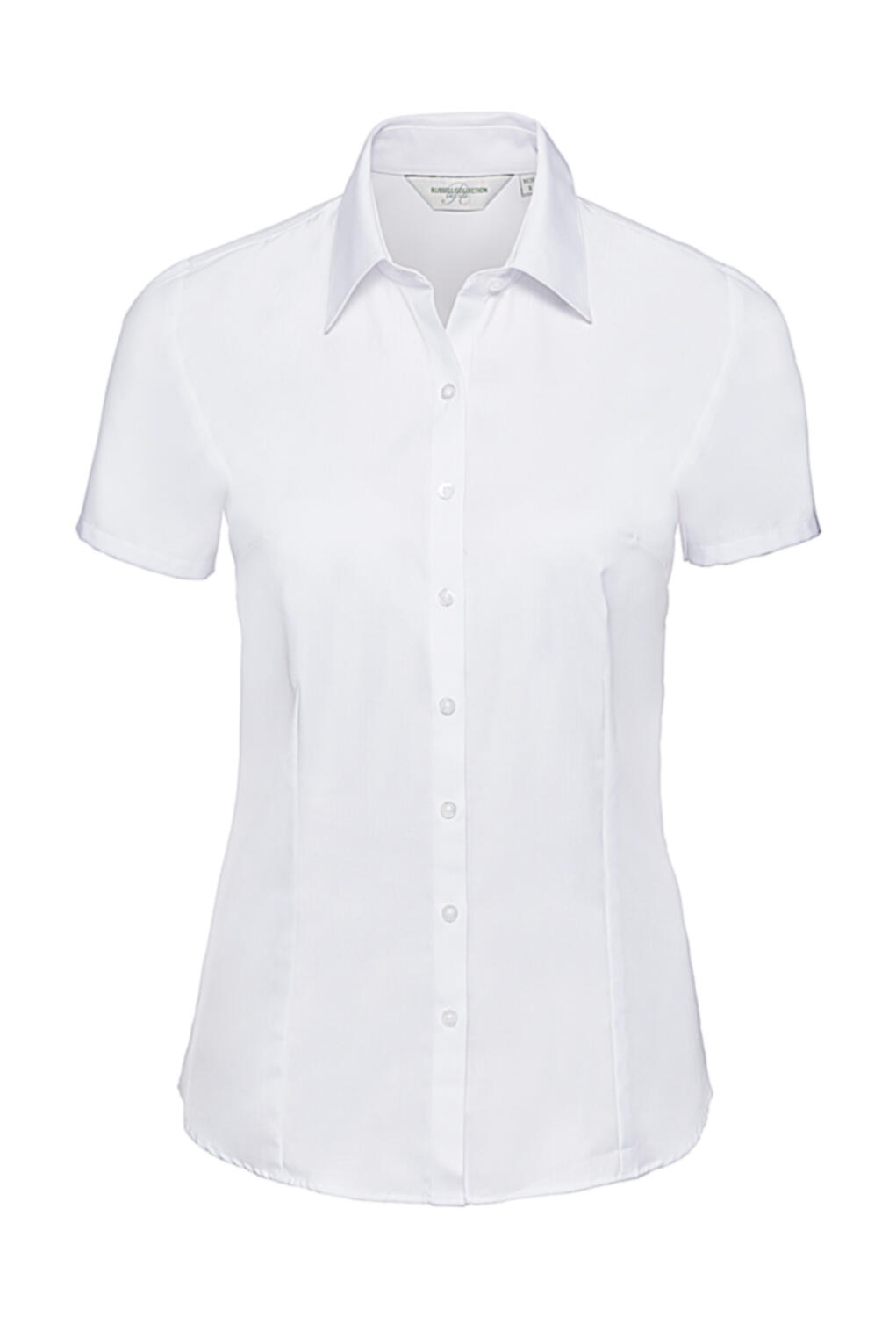 Ladies' Short Sleeve Tailored Herringbone Shirt - 000 - White