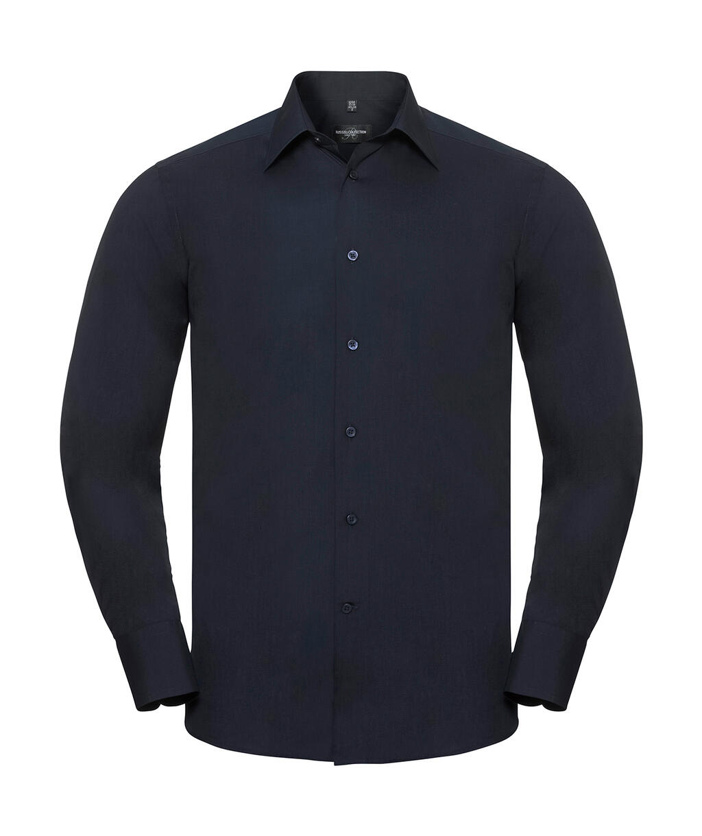 Chemise en popeline à manches longues pour homme - 201 - Marine française