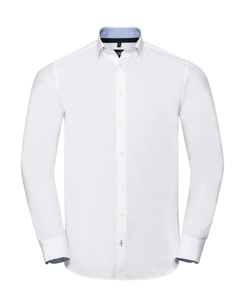 LS Tailored Contrast Ultimate Stretch Shirt - Weiß/Oxfordblau/Hellblau