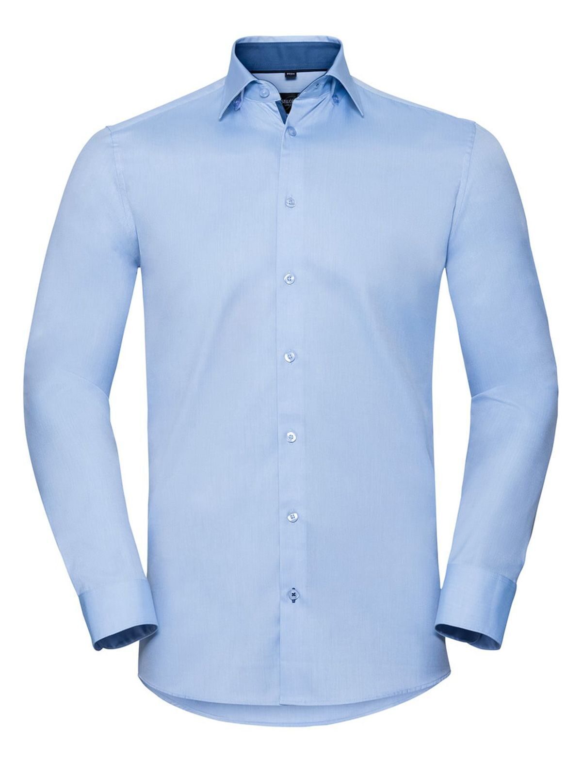 Chemise à chevrons contrastée à manches longues et coupe ajustée - LB - Bleu clair/Bleu moyen/Bleu marine vif