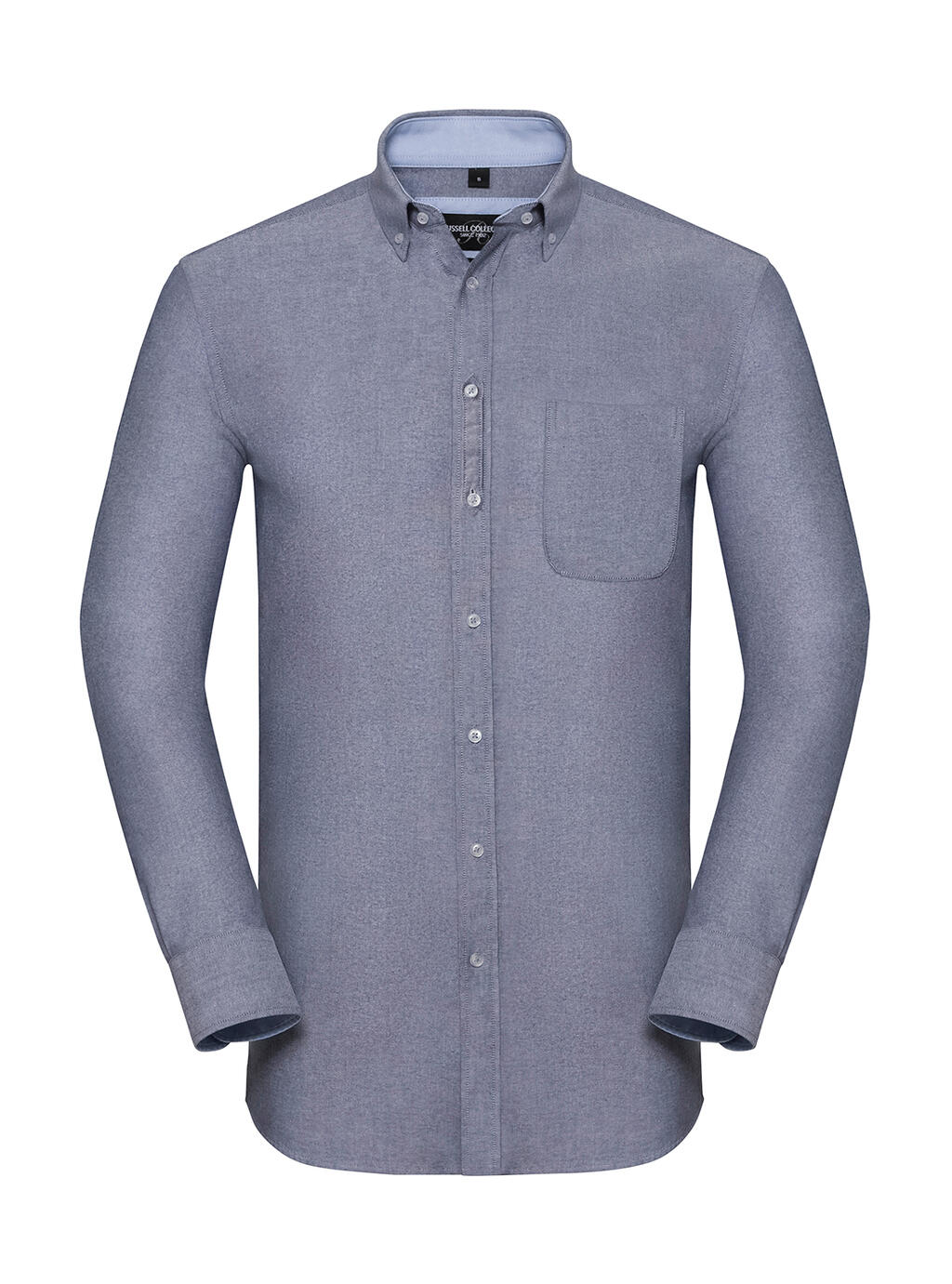 Chemise Oxford lavée à manches longues  - OO - Bleu marine Oxford/Bleu Oxford