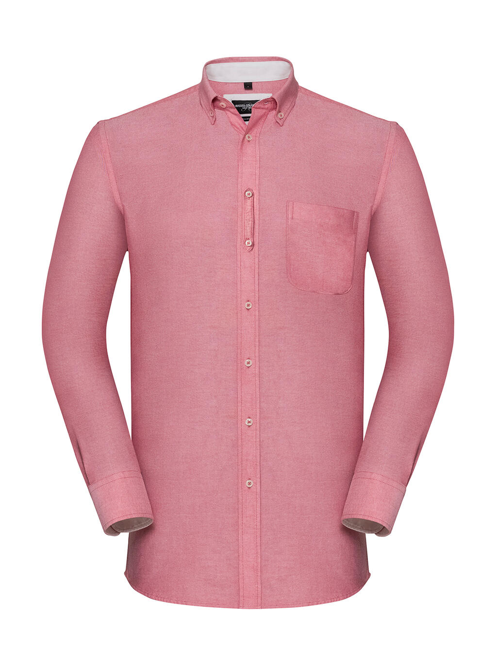Chemise Oxford lavée à manches longues  - RE - Rouge Oxford/Crème