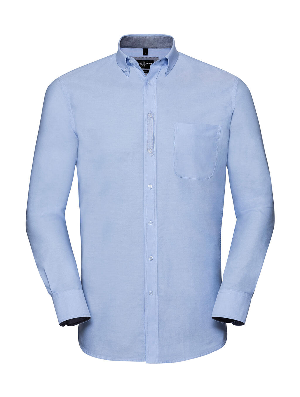Chemise Oxford lavée à manches longues  - Bleu Oxford/Bleu marine Oxford