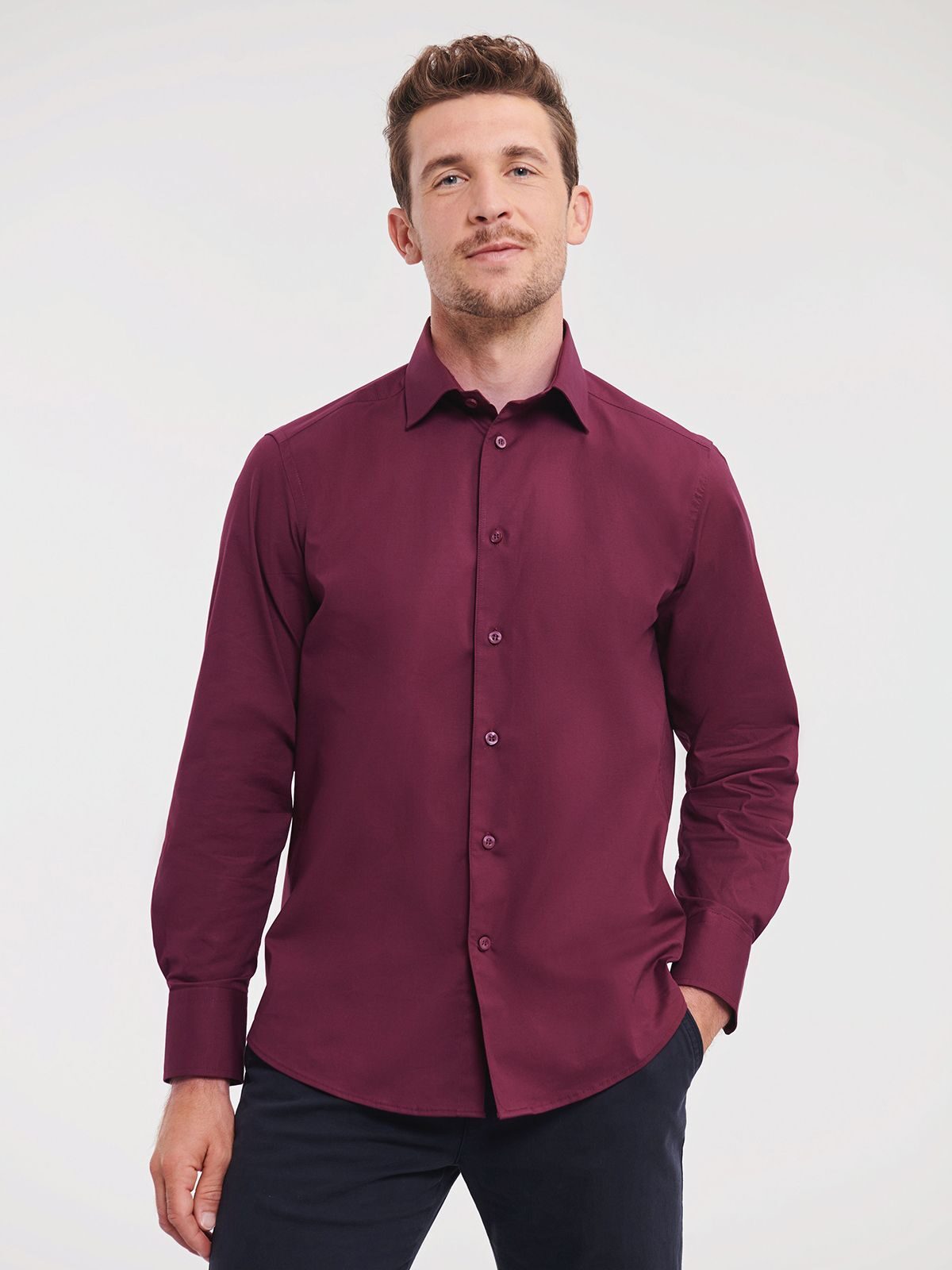 Chemise stretch ajustée à manches longues