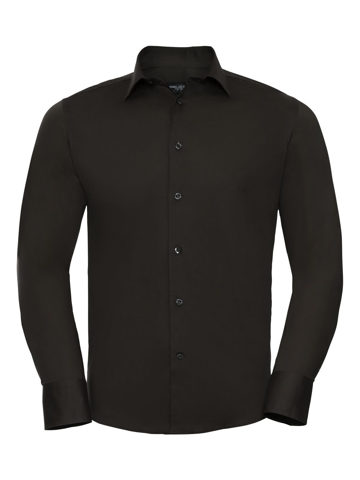 Chemise stretch ajustée à manches longues - CQ - Chocolat