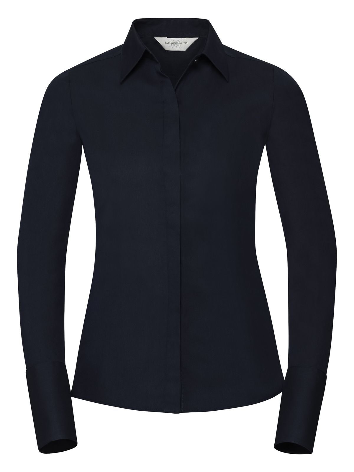 Ladies' Long Sleeve Fitted Ultimate Stretch Shirt - NB - Bright Navy/Oxford Blue/White