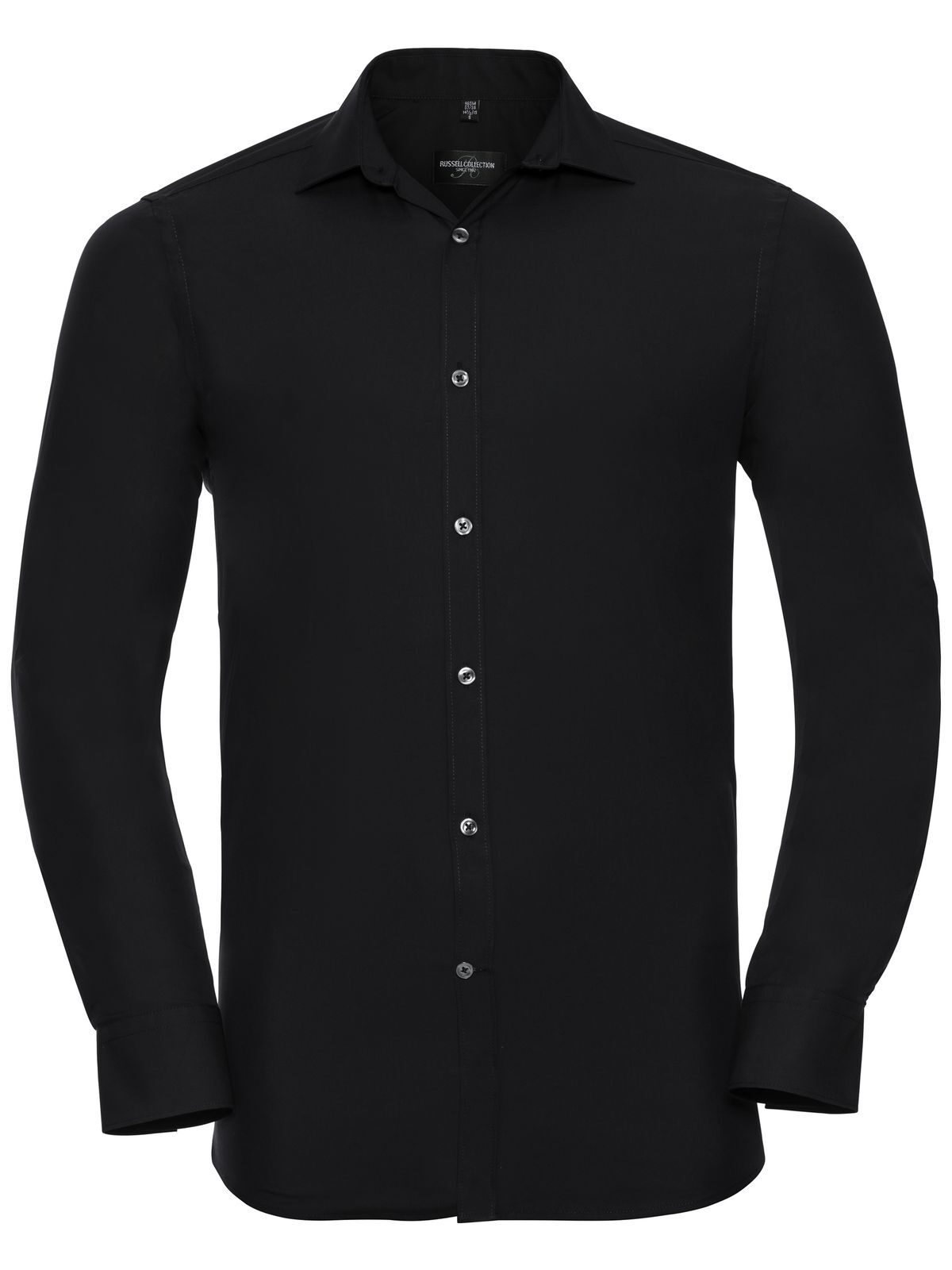 Men's Long Sleeve Fitted Ultimate Stretch Shirt - 36 - Black
