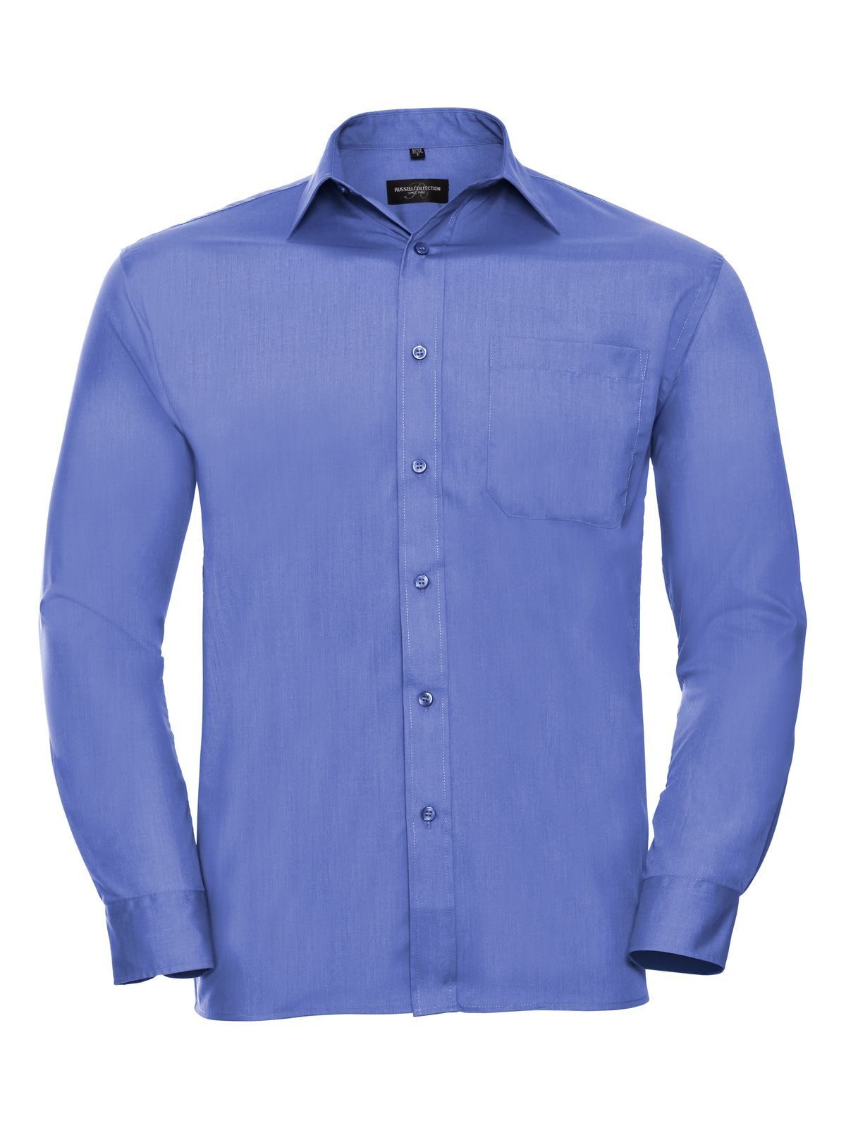 Chemise en popeline à manches longues pour homme - CP - Bleu d'entreprise