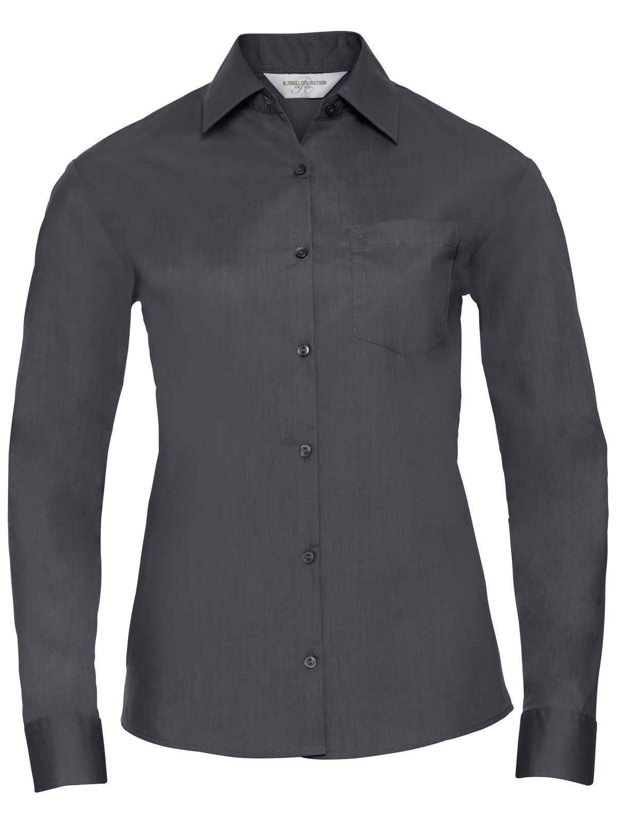 Ladies' Long Sleeve Classic Polycotton Poplin Shirt - CG - Convoy Grey