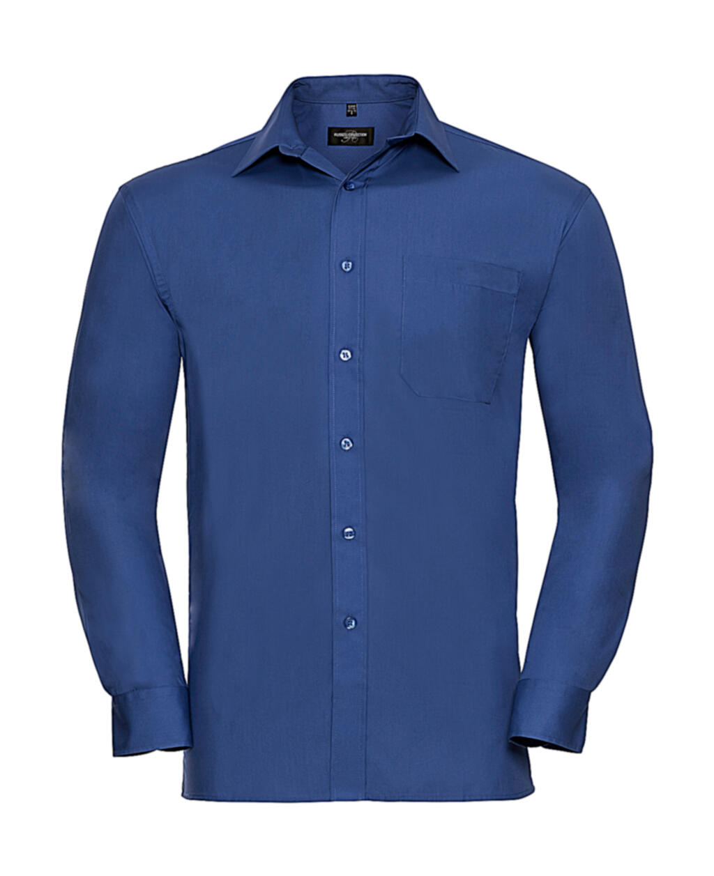 Chemise en popeline de pur coton à manches longues - ZT - Bleu aztèque
