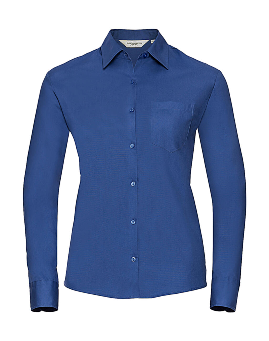 Chemise en popeline de pur coton à manches longues - ZT - Bleu aztèque