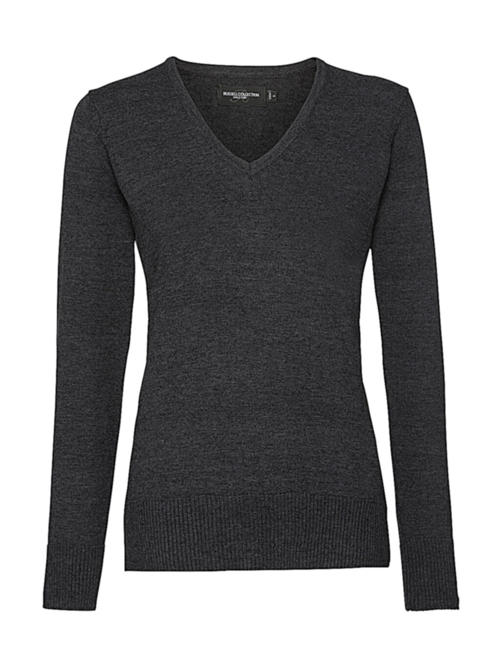 Pull en maille à col V pour femme - CM - Marne charbonnière
