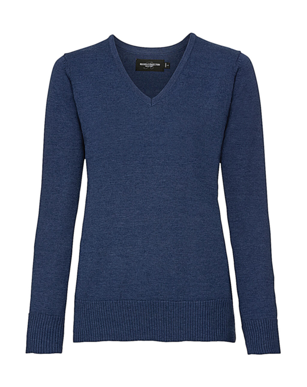 Pull en maille à col V pour femme - D2 - Denim chiné