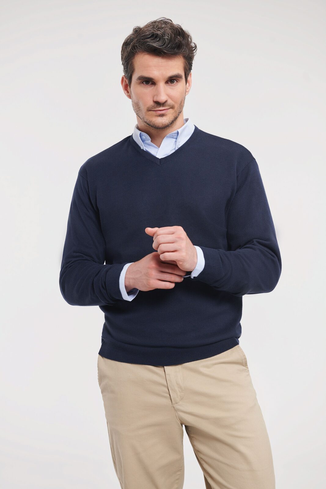 Pull en maille à col en V pour homme