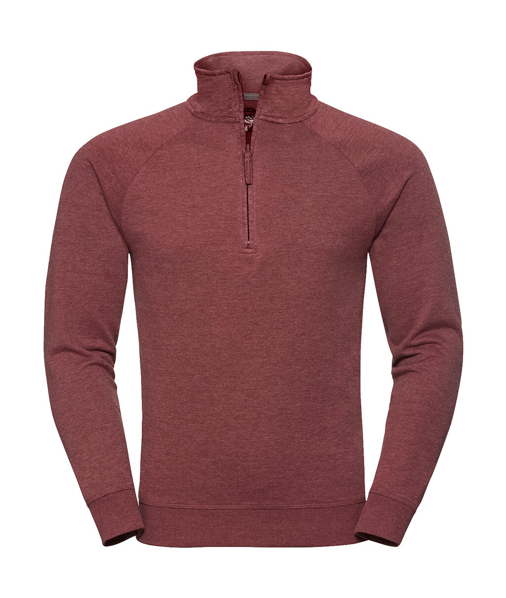 Herren-Sweatshirt aus französischem Frottee mit 1/4-Reißverschluss (HD). - MM - Kastanienbrauner Mergel