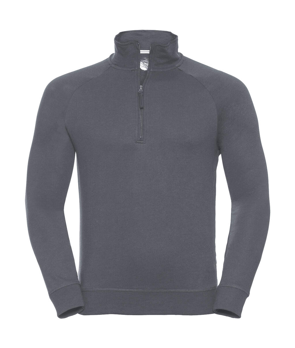 Herren-Sweatshirt aus französischem Frottee mit 1/4-Reißverschluss (HD). - CG - Konvoi Grau