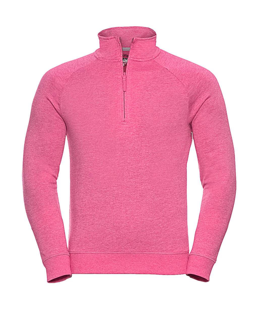 Herren-Sweatshirt aus französischem Frottee mit 1/4-Reißverschluss (HD). - 2P - Rosa Mergel