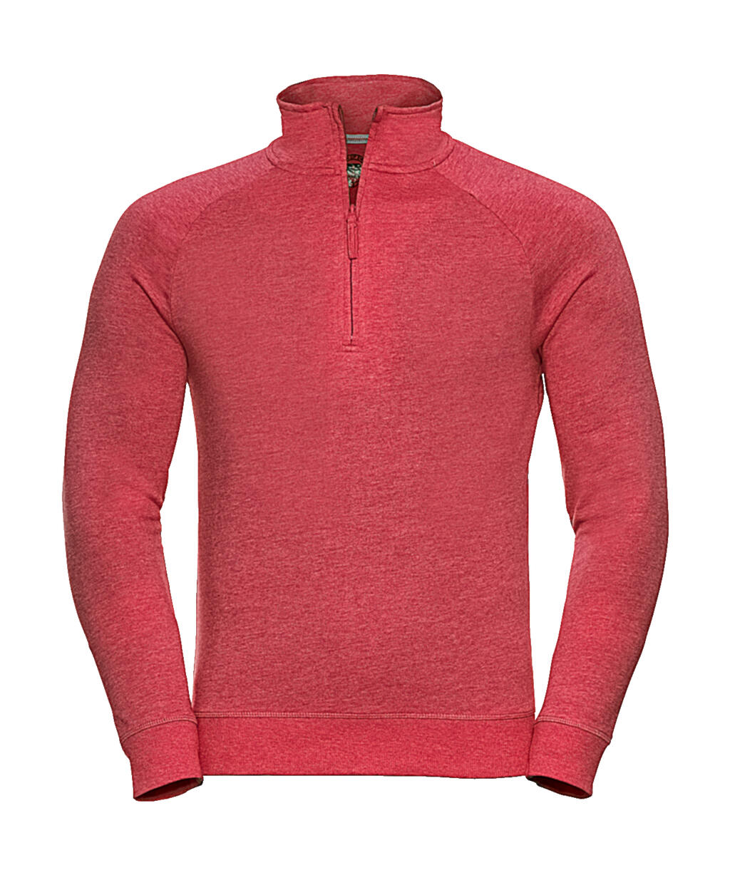 Herren-Sweatshirt aus französischem Frottee mit 1/4-Reißverschluss (HD). - RM - Roter Mergel