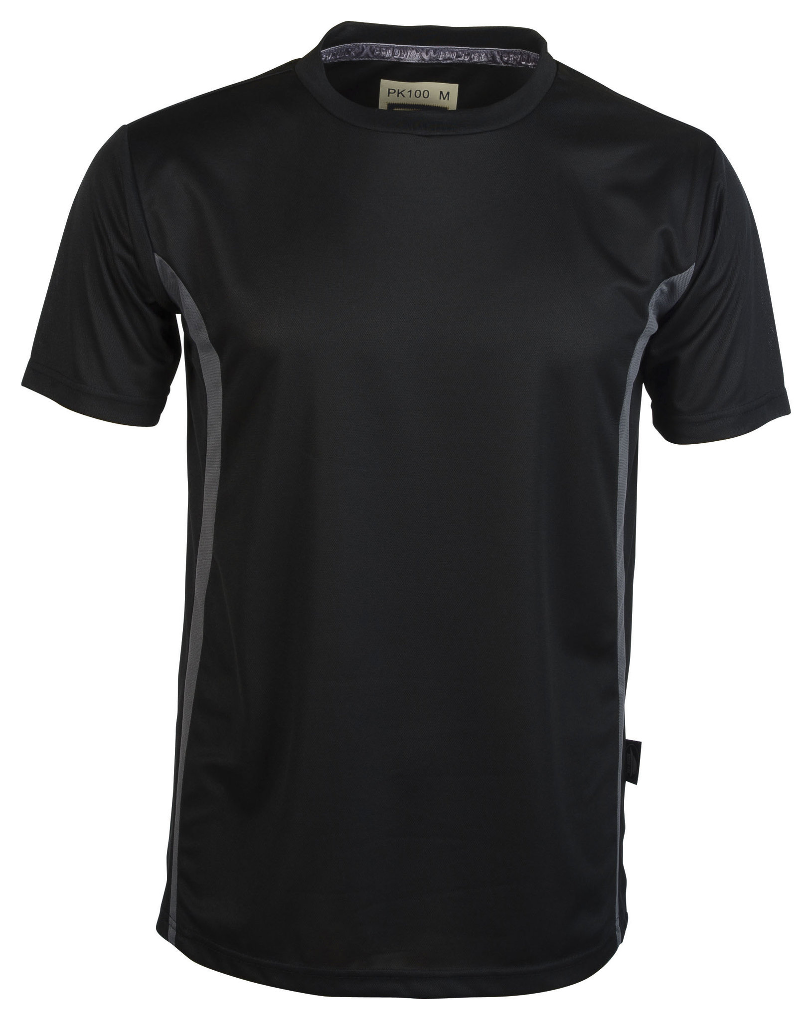 T-shirt de sport à manches courtes et col rond contrasté - BK - Noir