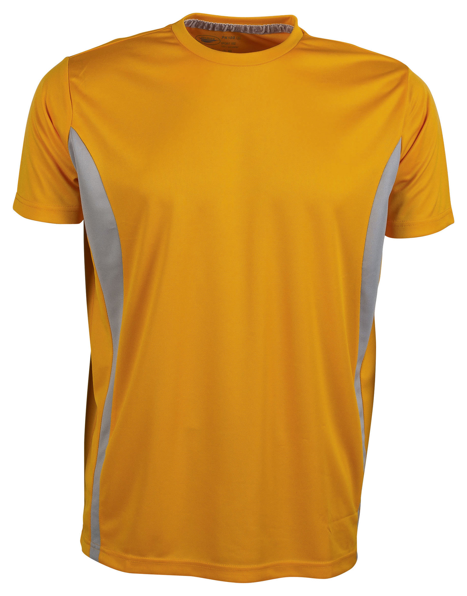T-shirt de sport à manches courtes et col rond contrasté - OR - Orange fluorescent