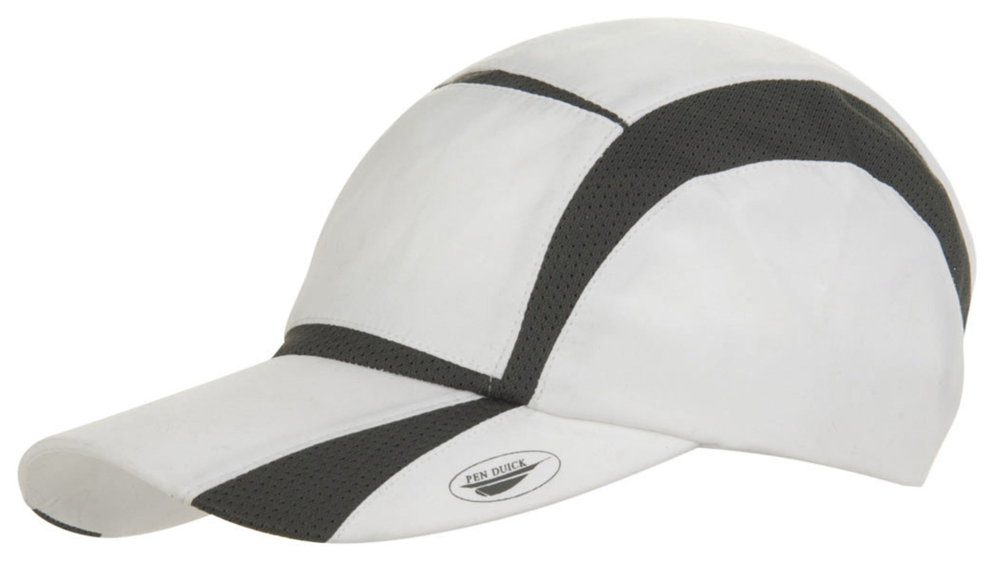 Sportkappe, 100 % atmungsaktives Polyester, Schwarz/Grau - WH - WH – Weiß