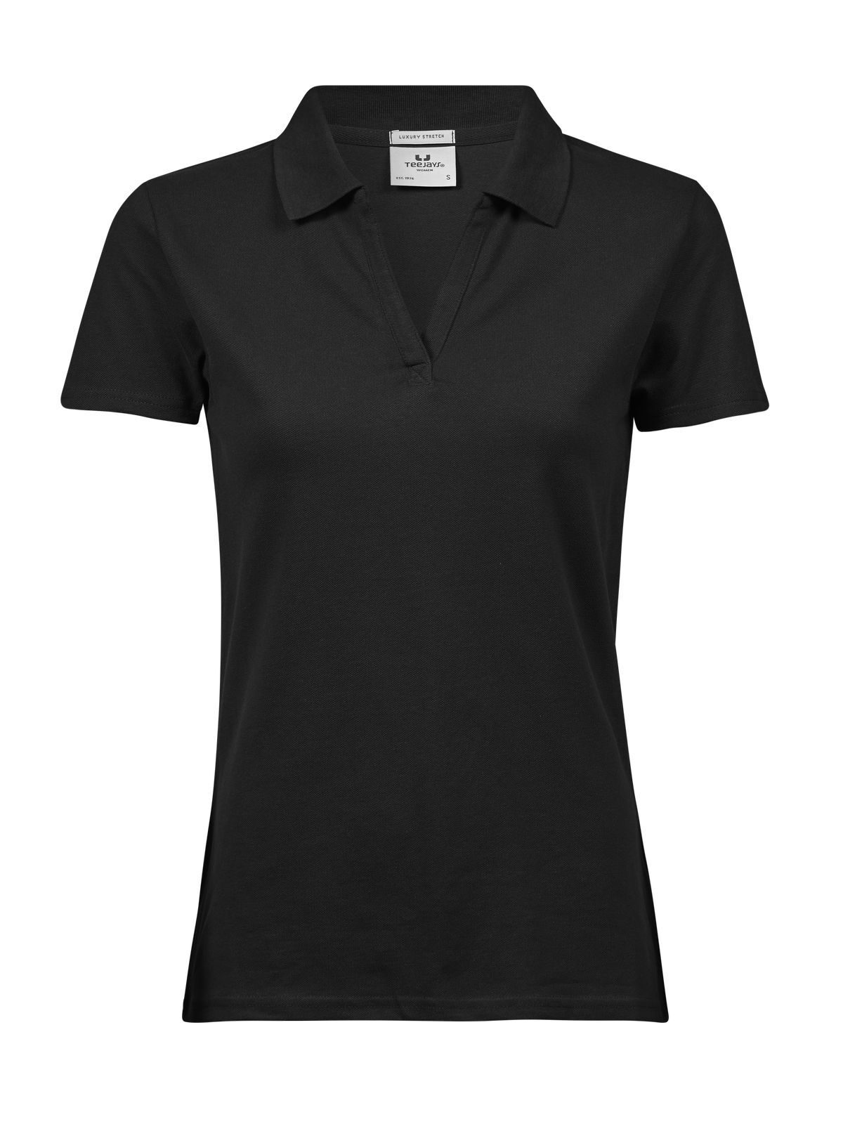 Women´s Luxury Stretch V-Neck Polo - BLK - Black