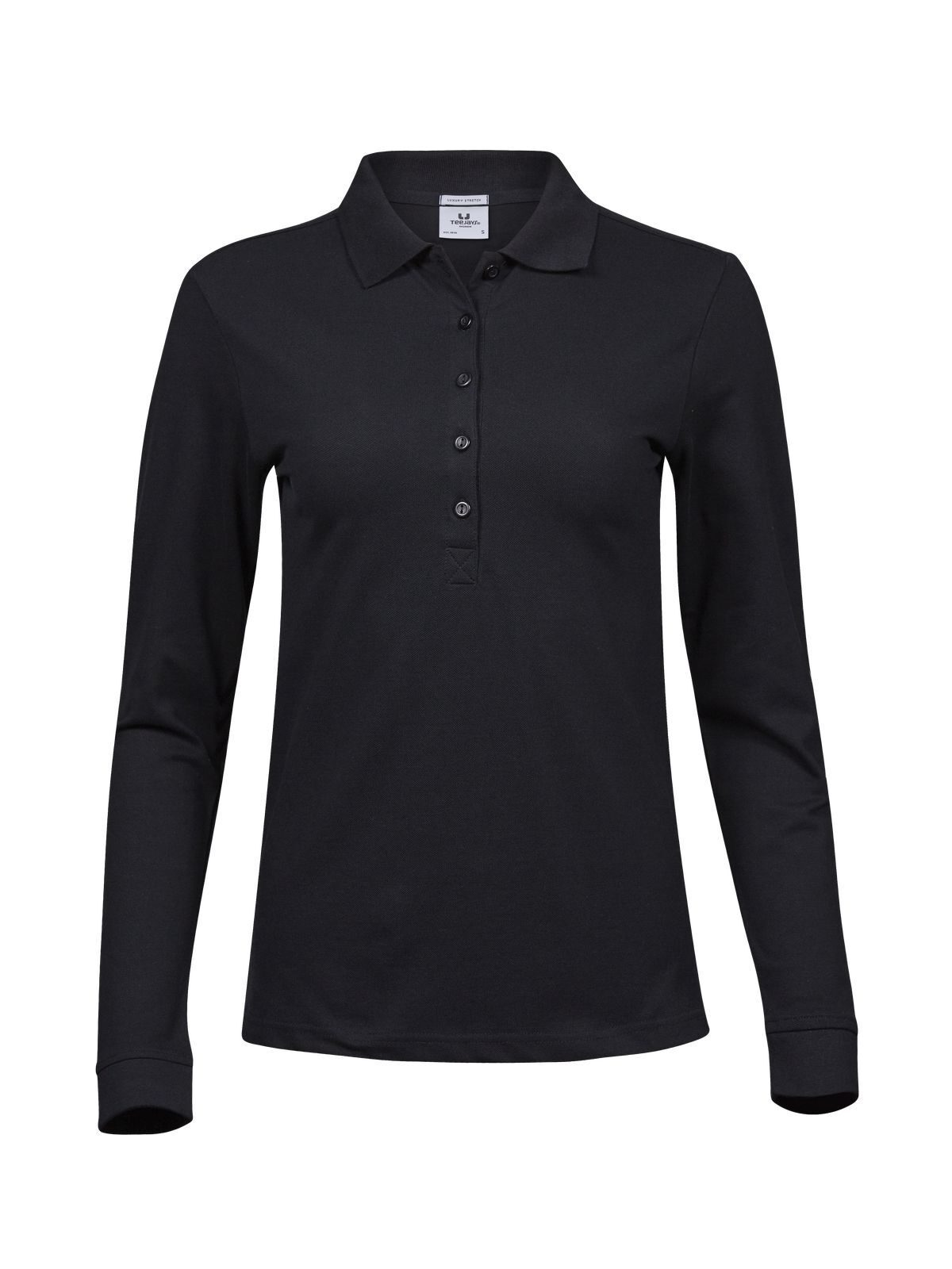 Women´s Luxury Stretch Long Sleeve Polo - BLK - Black