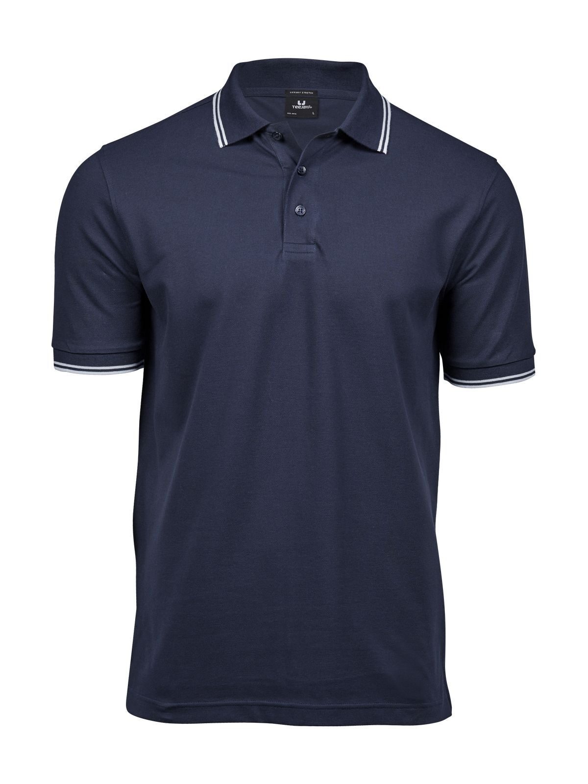 Polo stretch rayé de luxe - Bleu marine/Blanc
