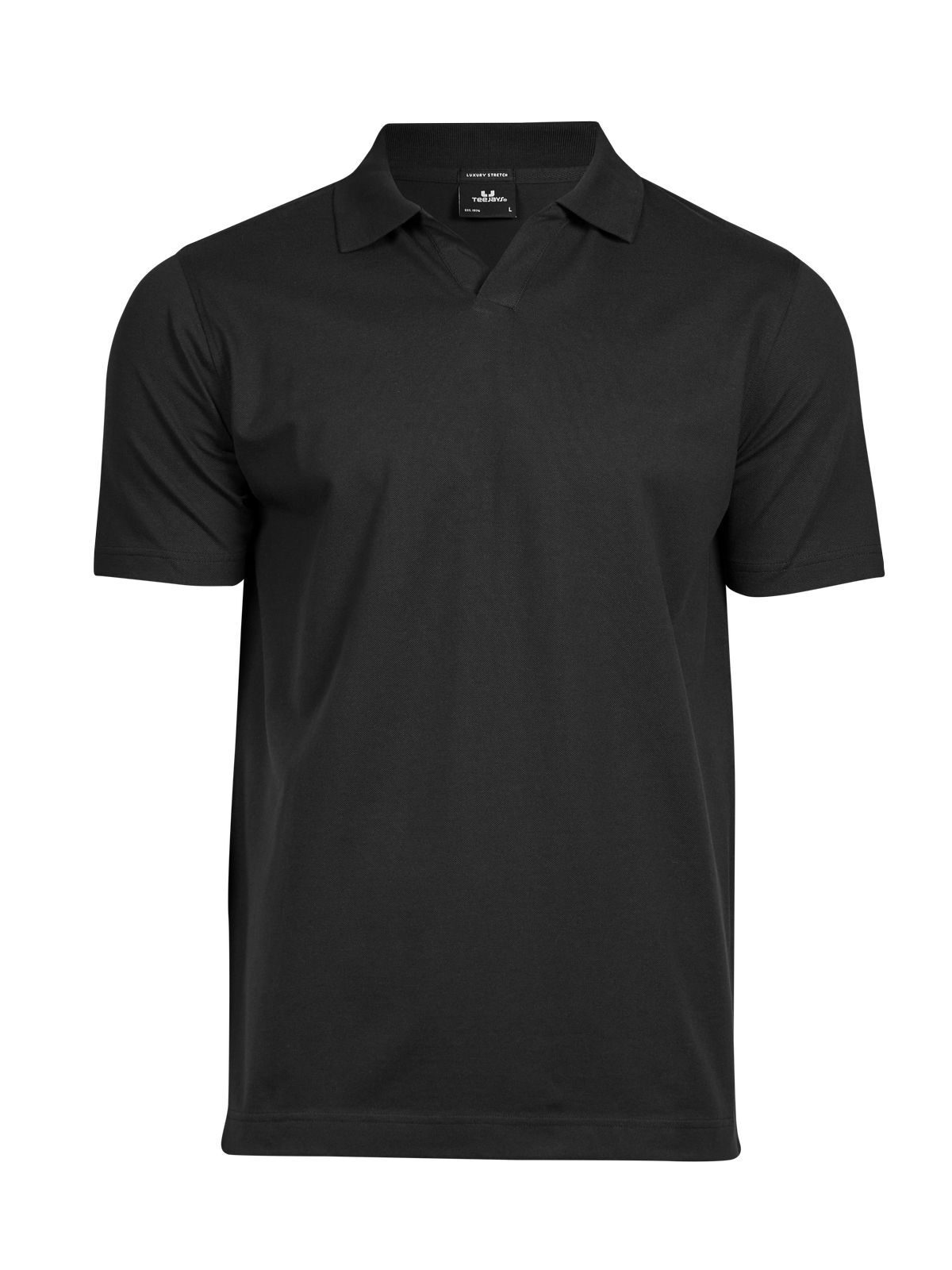 Polo extensible de luxe à col en V - BLK - Noir