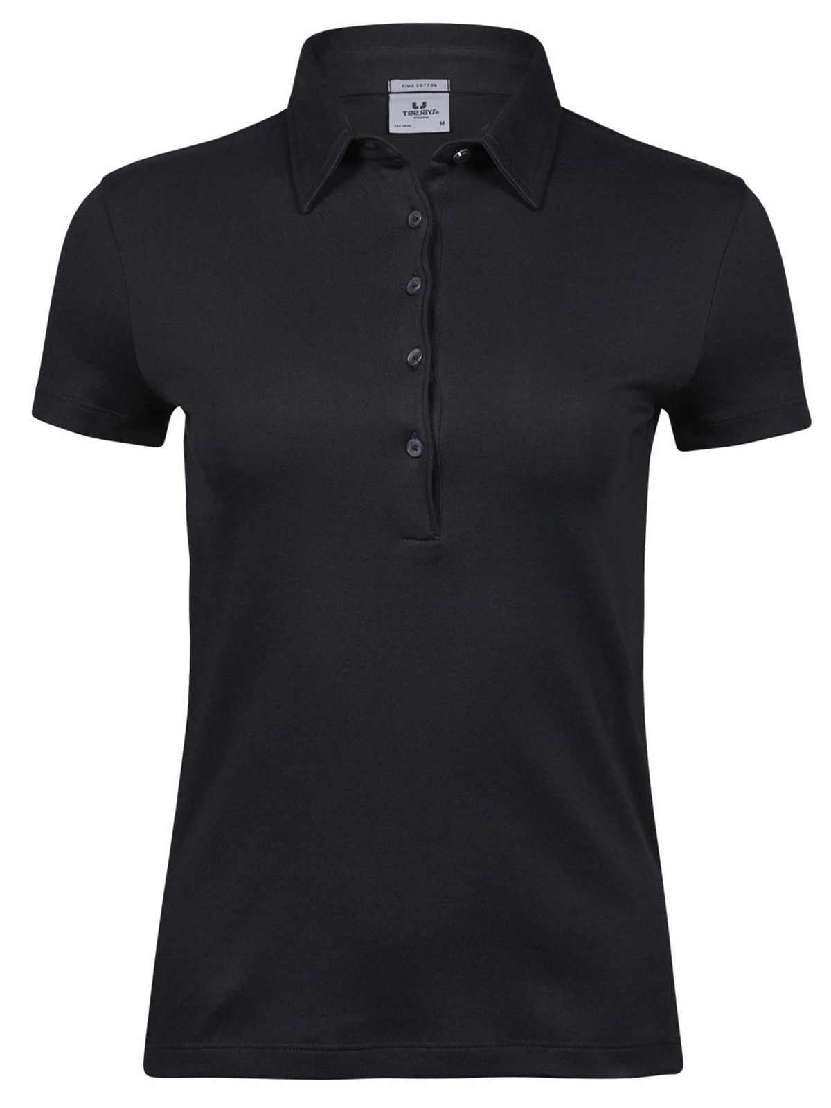 Polo en coton Pima pour femme - BLK - Noir