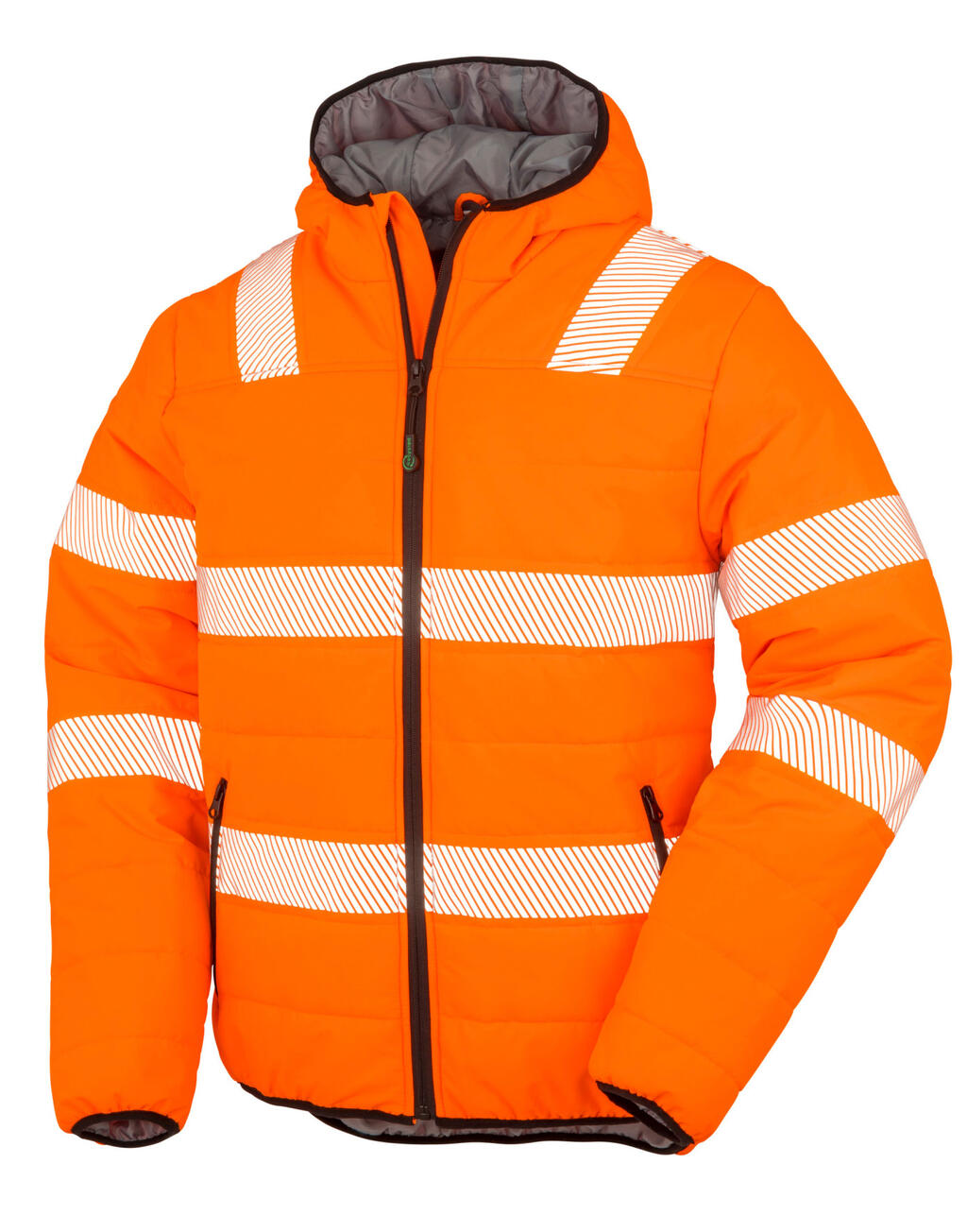 Recycled Ripstop Padded Safety Jacket - ORNV - Fluorescent Orange