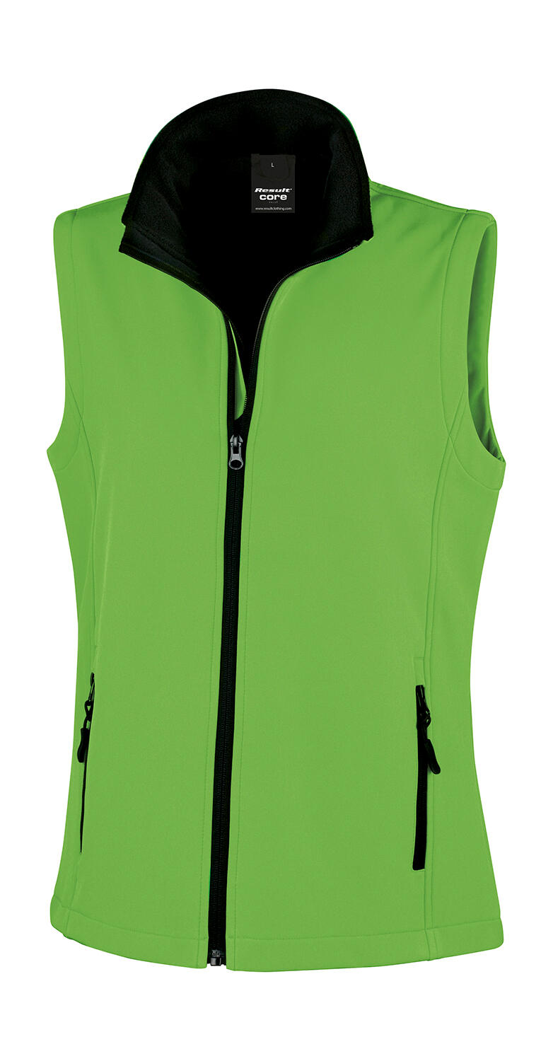 Gilet sans manches softshell imprimable pour femme - GNBK - Vert vif/Noir