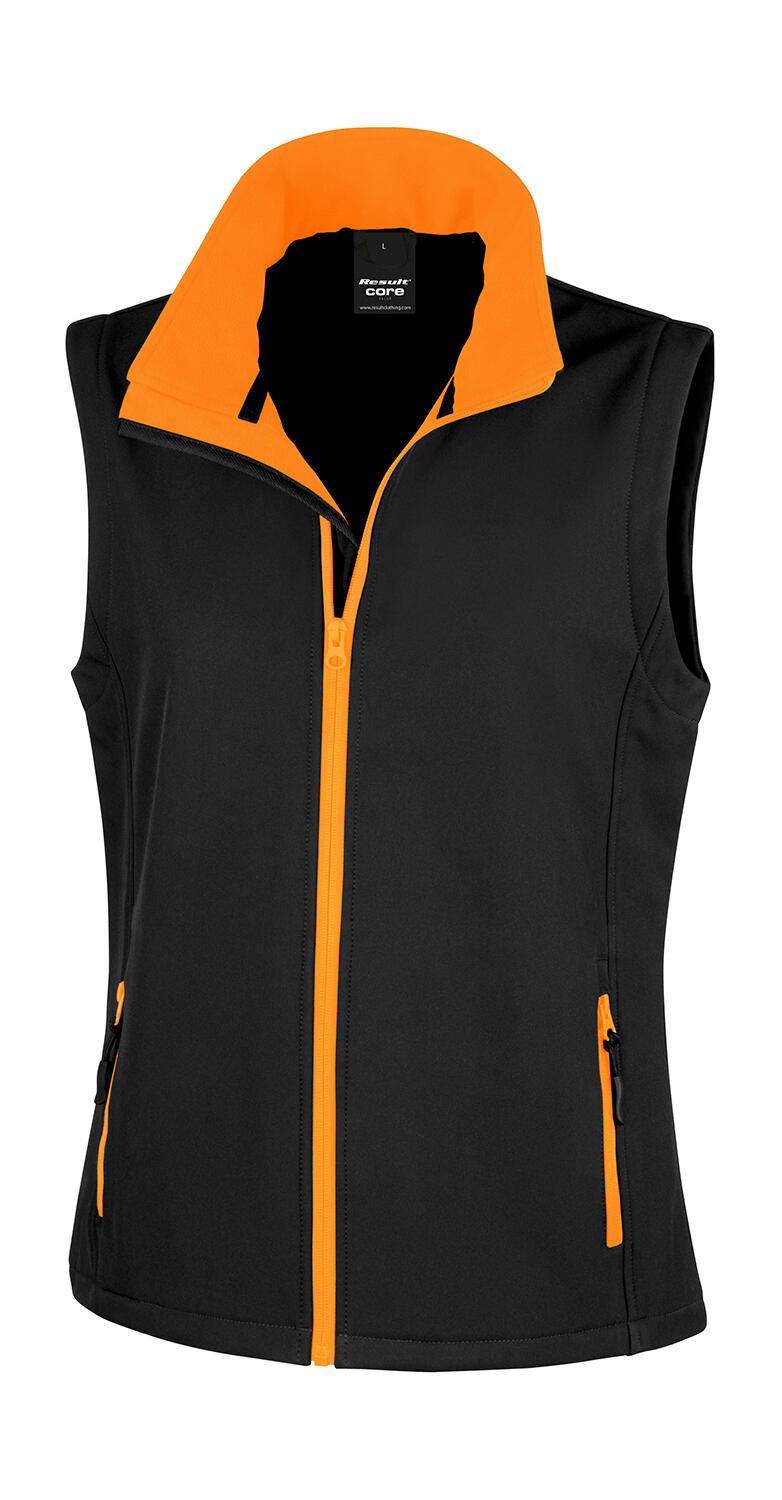 Gilet sans manches softshell imprimable pour femme - 178 - Noir-Orange