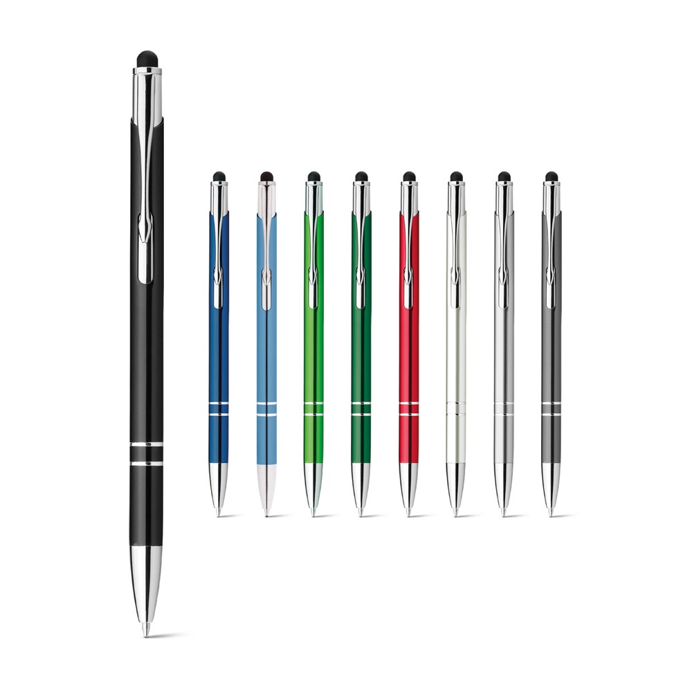 GALBA. Penna a sfera in alluminio con punta touch e clip