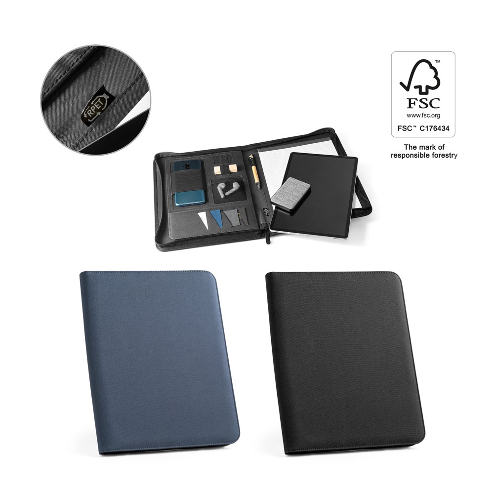 EMERGE FOLDER. A4-Ordner aus recyceltem Polyester (100 % rPET) 300D mit Reißverschluss.