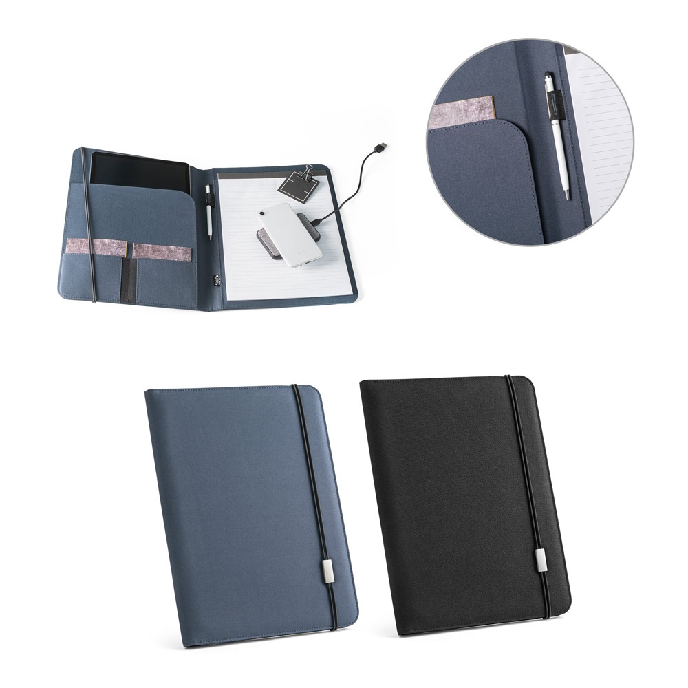 EMERGE FOLDER II. A4-Ordner aus recyceltem Polyester (100 % rPET) 300D mit elastischem Verschluss.