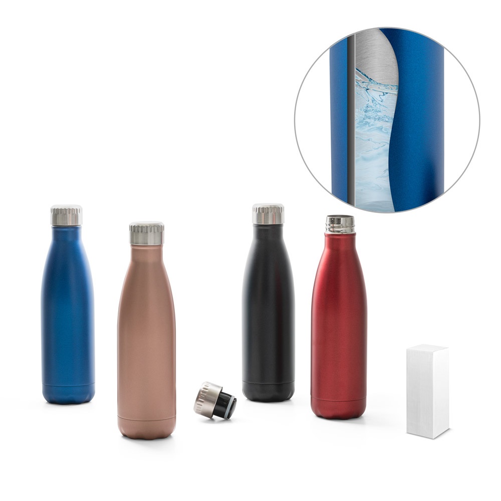 Satin-Optik. 500-ml-Edelstahl-Wasserflasche.