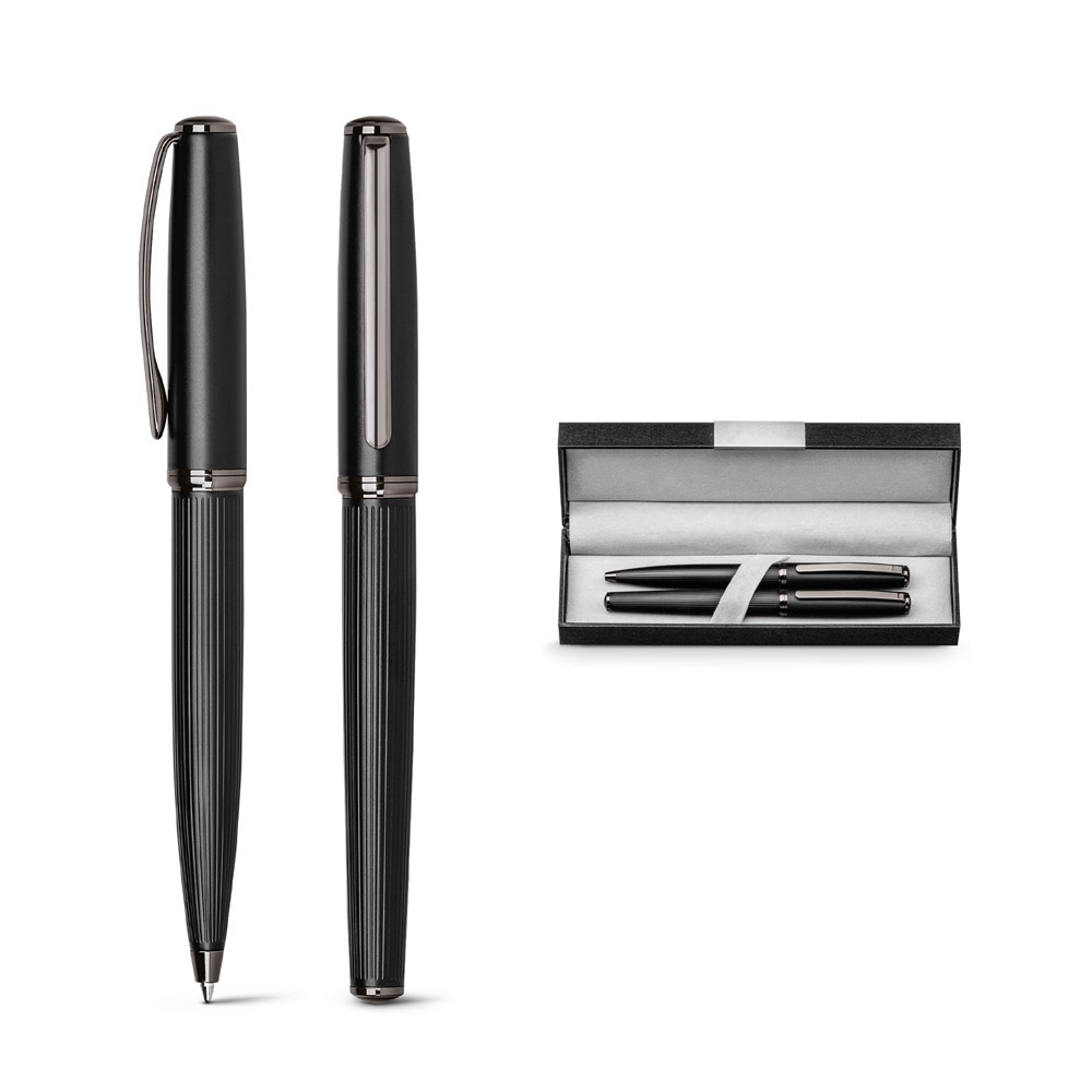 IMPERIO. Set aus Metallkugelschreiber und Rollerballstift mit Drehmechanismus.