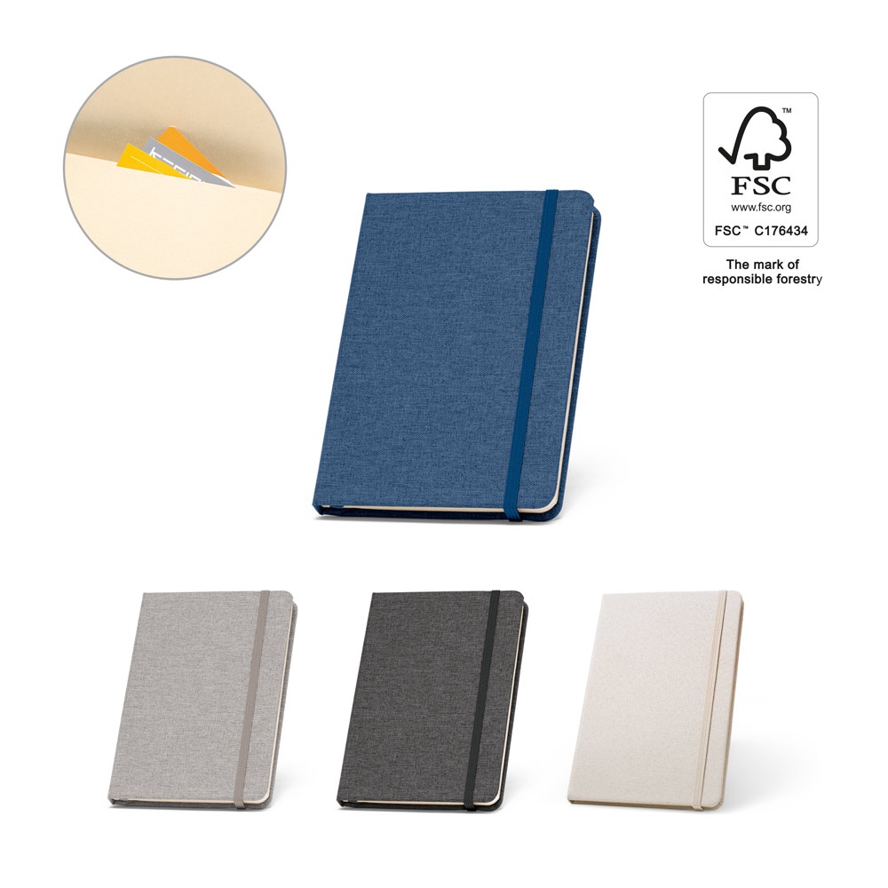 BOYD. Cahier A5 en polyester recyclé (100 % rPET) avec pages lignées