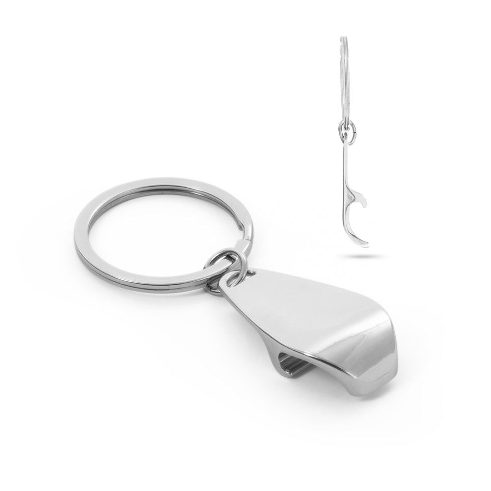 HELLI. Porte-clés en métal avec ouvre-bouteille.