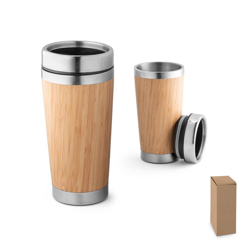 PIETRO. 500 ml Reisebecher aus Bambus und Edelstahl