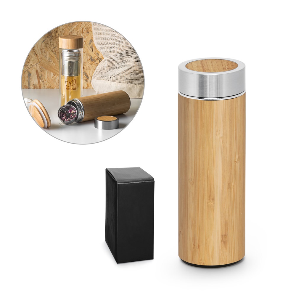 NATUREL. Thermosflasche aus Bambus und Edelstahl (90 % recycelt), 430 ml