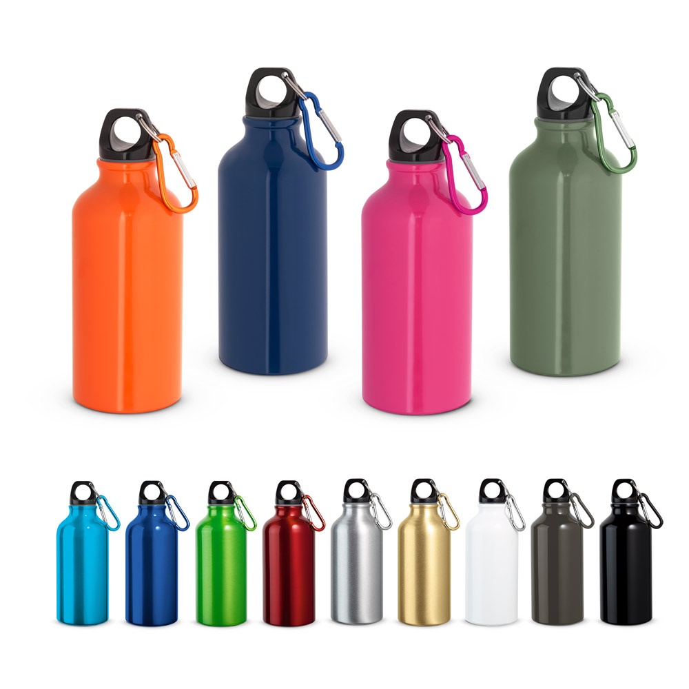 LANDSCAPE S. Aluminium-Sport-Trinkflasche mit Karabinerhaken, 400 ml